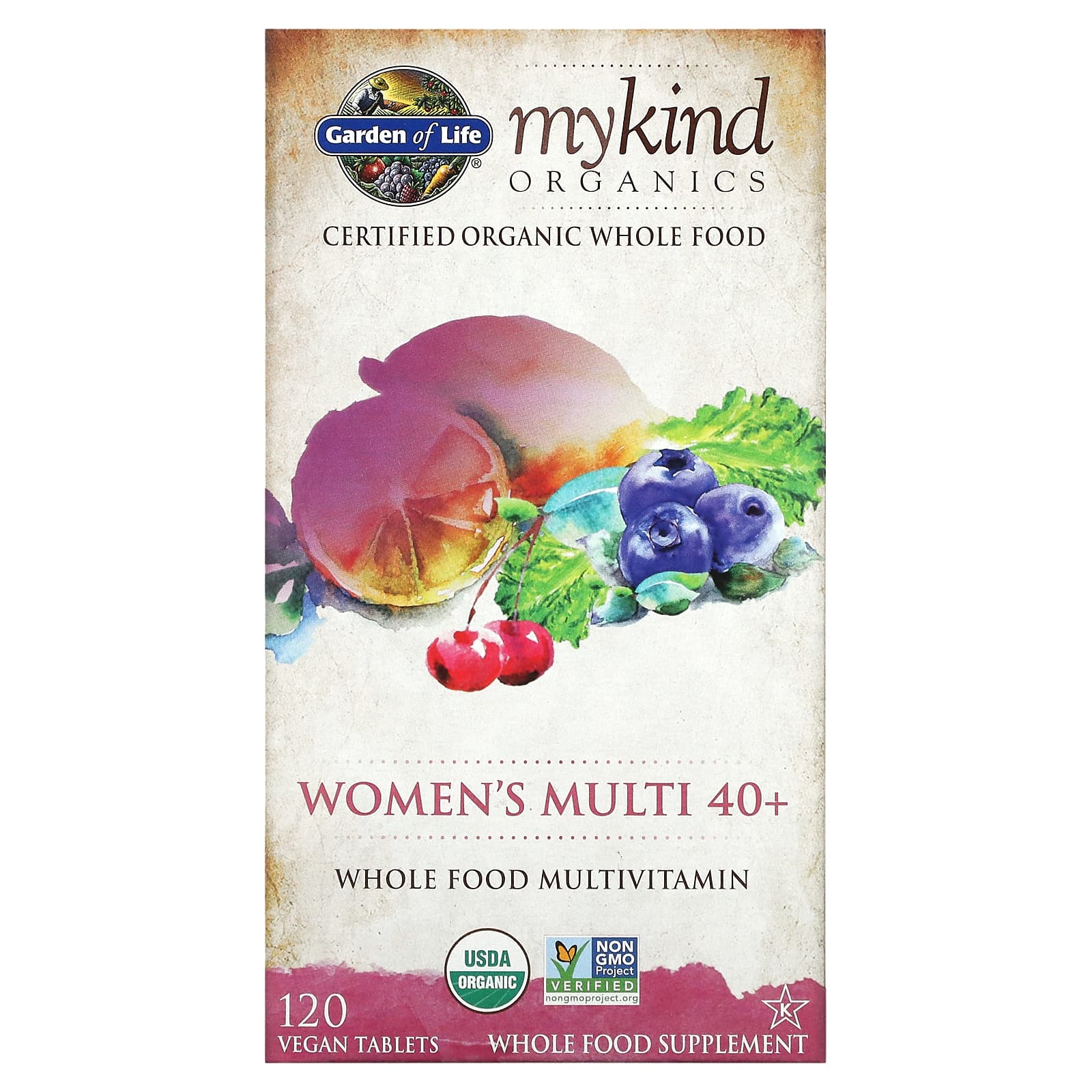 Garden of Life, Kind Organics Women 40+, 120 Tablets UPC 658010117784 | HiLife Vitamins